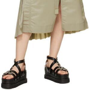 Toga Pulla Black Pin-buckle Platform Sandals | Size 38